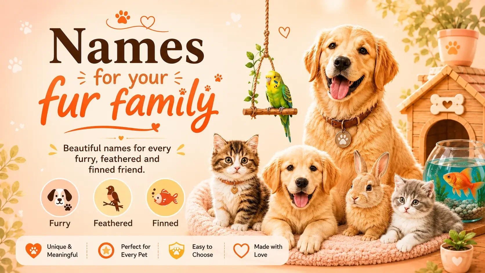 Names for your fur family — beautiful names for every furry, feathered and finned friend